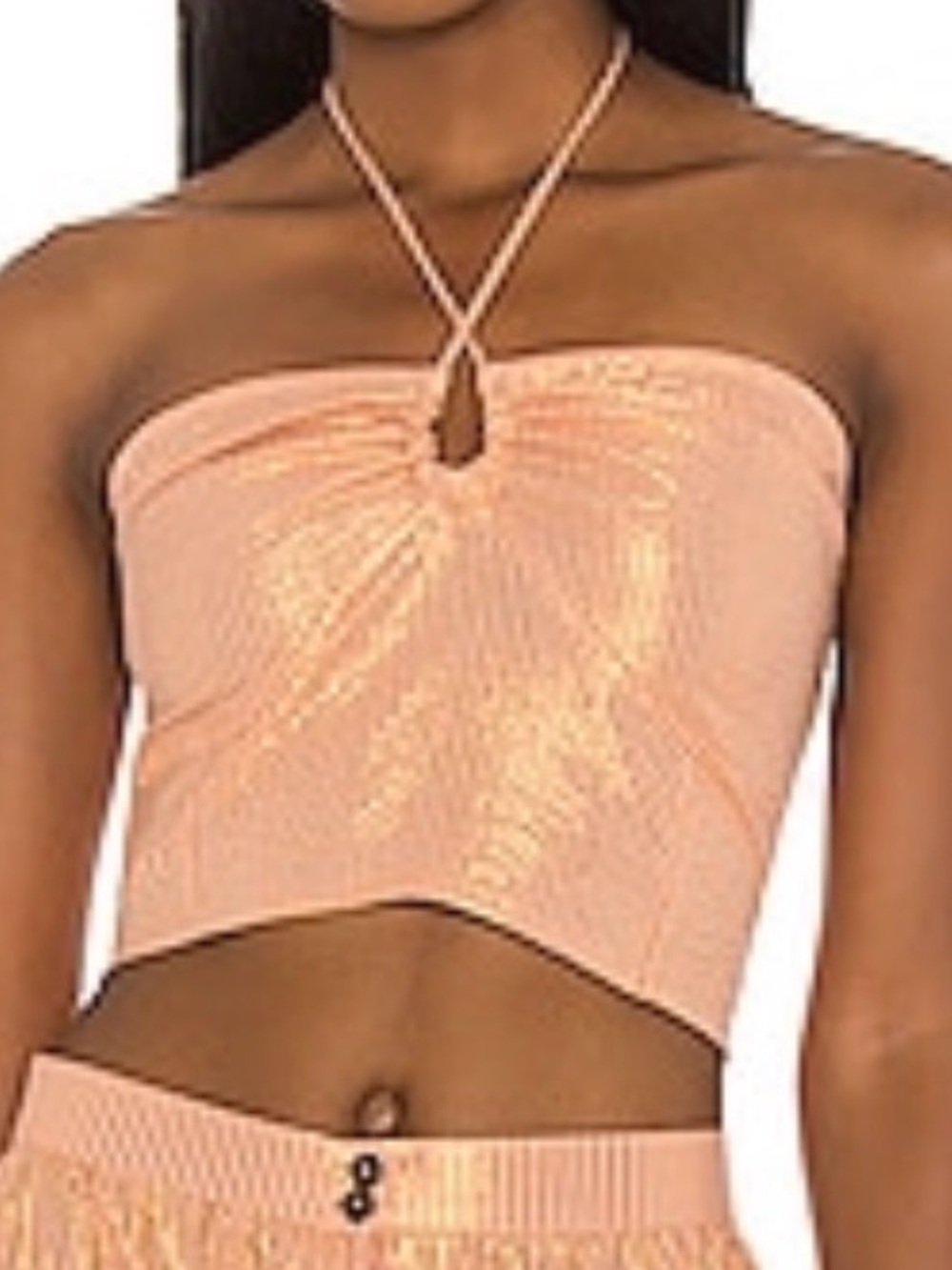 Jen’s Pirate Booty- Shimmery Orange Halter Crop Top